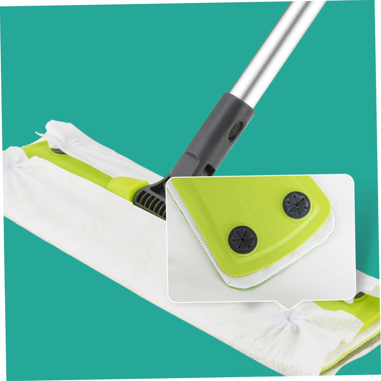 Mop per Pavimenti in Legno Rotante in Microfibra con Panni Lavabili Pulizia Facile e Rapida e Ufficio Snodabile per Angoli Difficili Materiali Resistenti e Leggeri Colore Verde