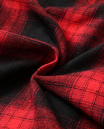 Image of Mens Flannel Jacket with Hood Thicken Quilted Lined Flannel Shirt Jackets for Men