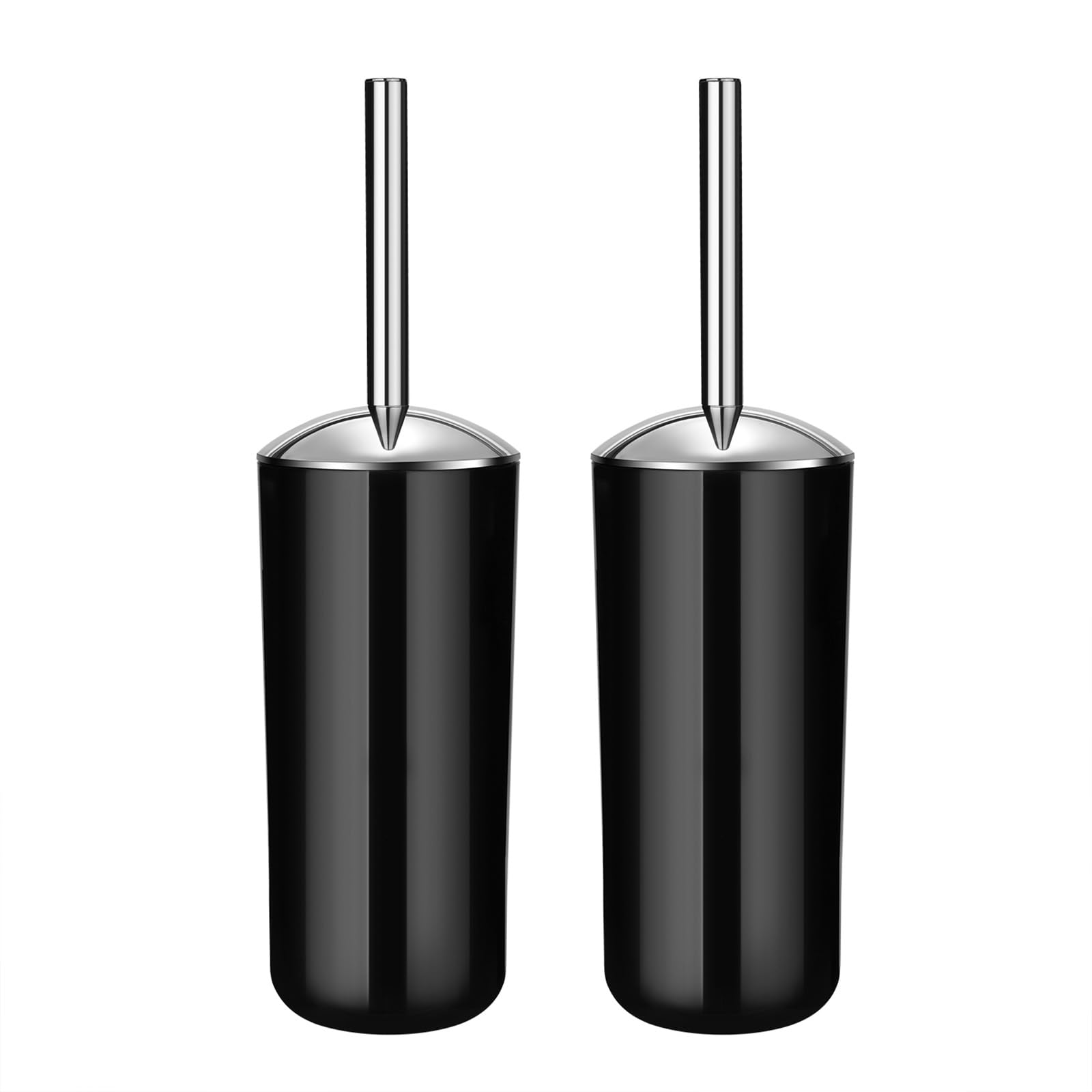 Toilet Brush and Holder Set of 2 | Great Value 2-Pack for Multiple Bathrooms | Sturdy Reinforced Handle for Durability | Discreet Enclosed Caddy | 360