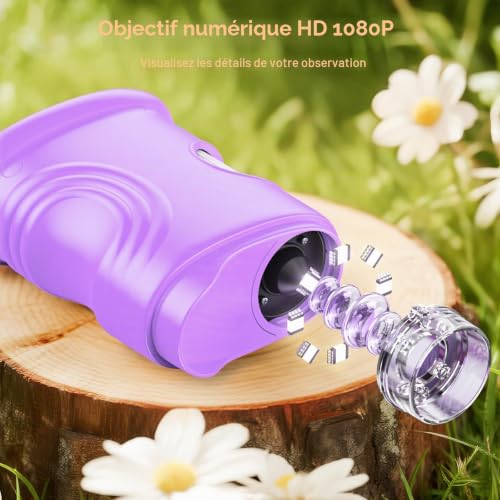 Ashfly Microscope numérique pour Enfants - Écran HD 2.0" 1080p - Microscope Portable - Lumières LED - Connexion au PC - Minimicroscope - Cadeau d'extérieur pour Les Enfants de 4 à 12 Ans - Violet – vue 9