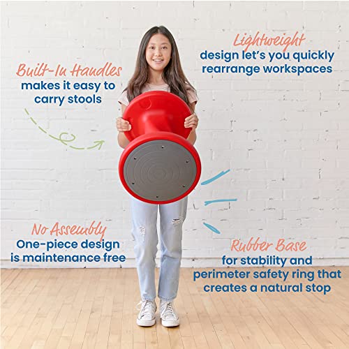 Image of ECR4Kids Twist Active Wobble Stool, 18in Seat Height, Classroom Furniture, Red