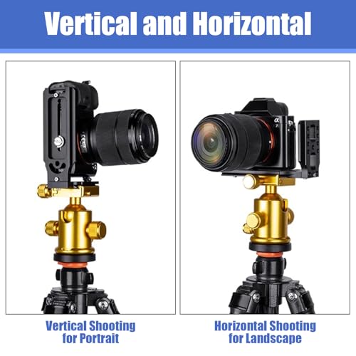 Uelkr DSLR Camera L Bracket Quick Release Plate Vertical Horizontal Switching Tripod with 1/4\" Screw, Camera Mount Compatible with Canon Nikon Sony DJI Osmo Ronin Zhiyun Stabilizer Tripod Monopod