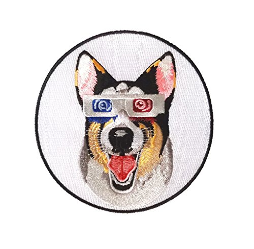 "Corgi 3D" Funny Puppy Dog Wearing 3D Movie Glasses - Iron On Embroidered Patch Applique #TOP22