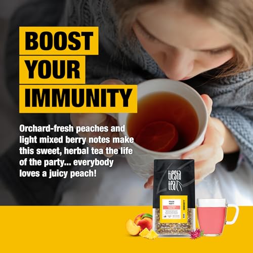 Image of Tiesta Tea - Peach Party, Peach Hibiscus Herbal Tea, Premium Loose Leaf Tea Blend, Non-Caffeinated Fruit Tea, Make Hot or Iced & Up to 200 Cups, 16 oz Resealable Pouch