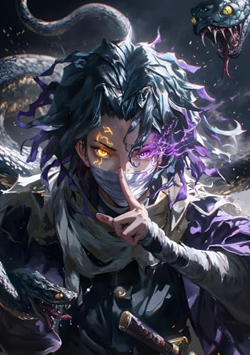 Image of NIJUKA Anime Printed A4 Size Metal sheet Poster For Home And Room Decoration | For Anime Art Fans Boys And Girls (Serpent brithing Hashira)