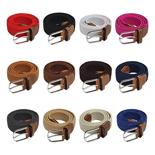 Skinny Belts, Stretch Fabric Woven Casual Multicolor Belt Men's Elastic Buckle3