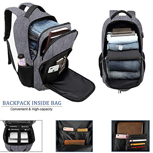 Image of Della Gao Laptop Backpack for Men, 17.3inch Large Business Travel Backpack with USB Charging Port, Water Resistant Computer Bag for Men /Women (Grey)