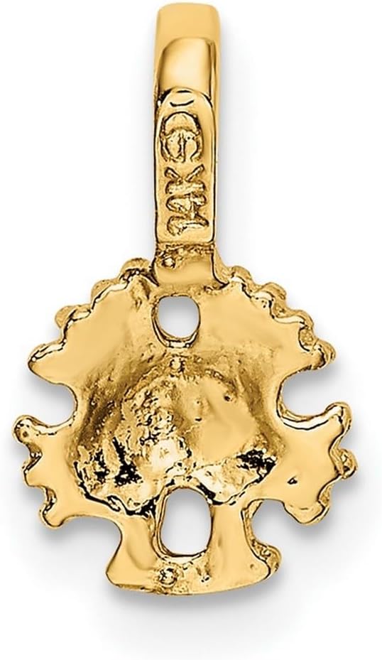 JewelryWeb 7.2mm 10k Solid Yellow Gold Mini Sand Dollar With Fixed Bail Charm Pendant Necklace for Women - Image 4