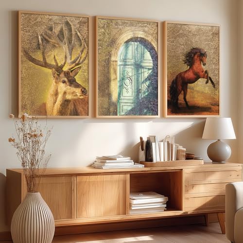 Image of Kotart Set of 3 Framed Painting for Wall Decoration Abstract Paintings Modern Art - Wall Painting for Living Room Bedroom - Paintings with Frame - Room Decor /Wall Decor - Set of 3 - D (Art 2, 13x17 inch)