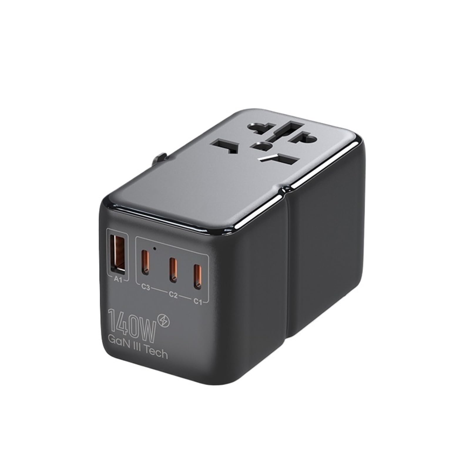 Adattatore For Presa Internazionale Da 140 W, Compatibile Con Gan3, Adattatore Da Viaggio Con Presa Universale 1 Caricatore Rapido USB A 3 Tipo C(EU Plug)