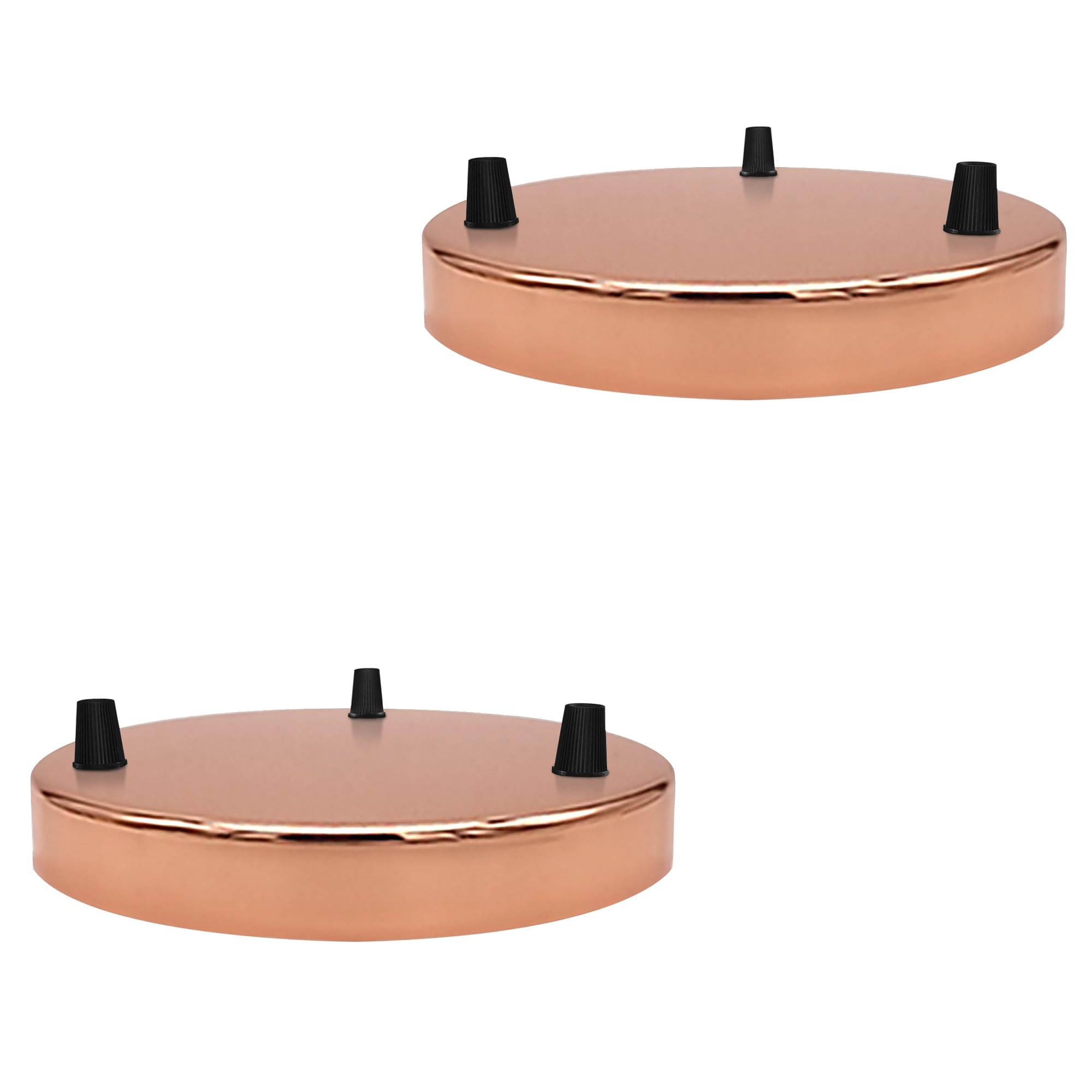 2 Pack Rose Gold 3 Outlet Round Flat Metal 200mm Ceiling Rose Multi Pendant Lamp Cord and Cable Grip Canopy Holder Plate For Home And DIY Chandelier Cluster Indoor Pendant Lighting Home Decoration — image 1