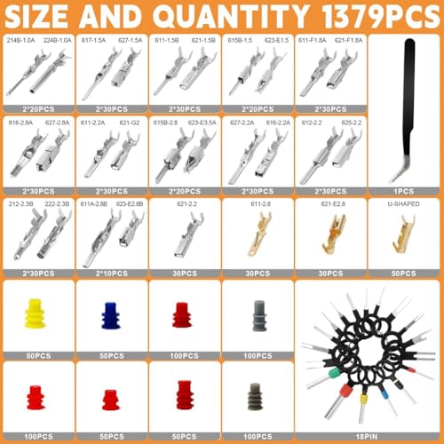 Kit de connecteurs électriques à broches 28 types crimp