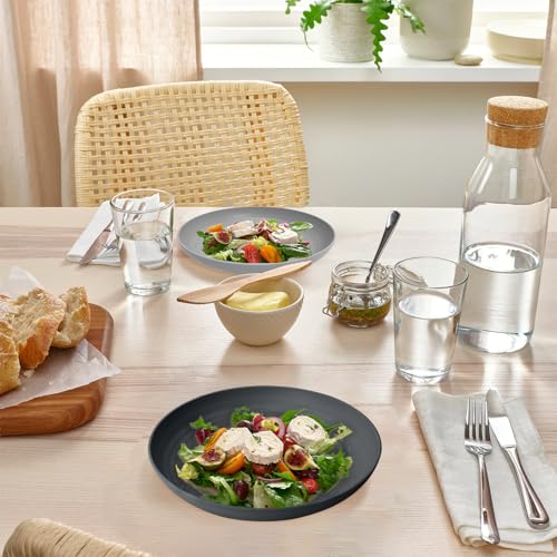 Image of Homienly Premium Wheat Straw Dinner Plates, Reusable 8 PCS Unbreakable Plates 10 inch Plate Set, Alternative Plastic Plate Microwave and Dishwasher Safe Plates Set for Home - GreyStone