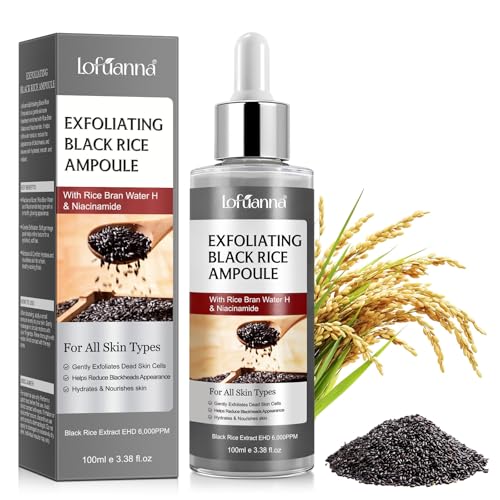 lofuanna Peel Shot Glow Rice Peeling Ampoule,Gentle Black & White Rice Exfoliating Face Serum for Face & Body, Shrink Pores & Deeply Hydrating For All Skin Types