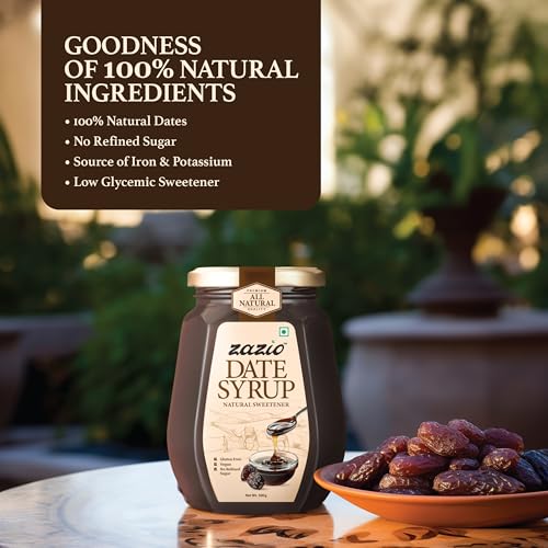 Image of Zazio Date Syrup 500GX3 | Natural Sweetener for Desserts, Pancakes & Baking | No Added Sugar | Healthy & Delicious,Made in UAE (Pack Of 3)