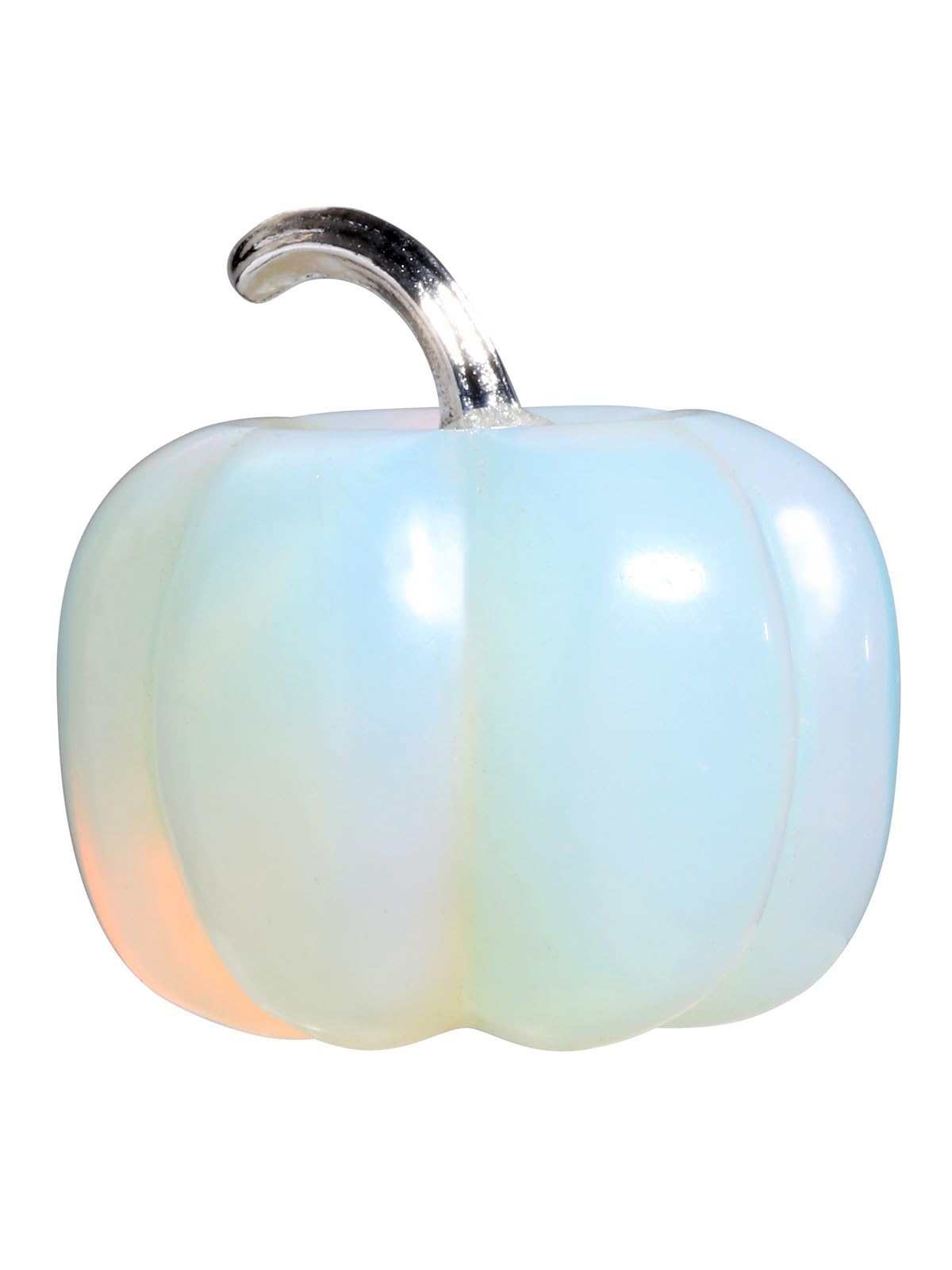 JSDDE Opalite Crystal Pumpkin Figurine, Hand Carved Gemstone Pumpkin Statue Art Collectible Ornaments, 1.2” Crystals Pumpkins for Men Women Thanksgiving Gift