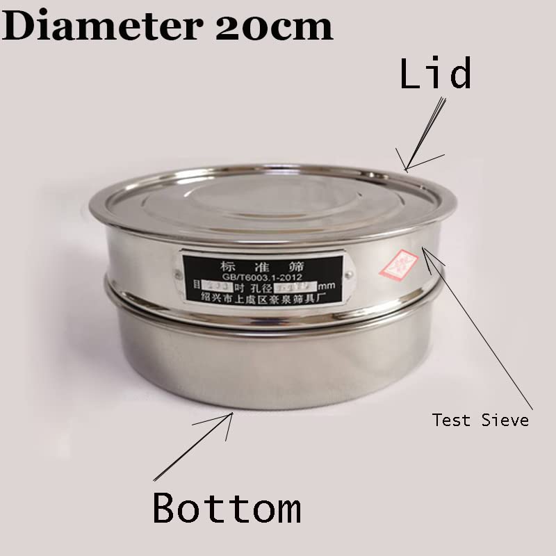 Juego de tamiz de laboratorio de acero inoxidable de 20 cm con tapa galvanizada y recipiente for un muestreo e inspección precisos.(10mesh(2mm))
