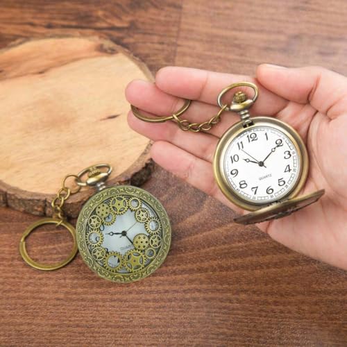 Seven-Square-Premium-Pocket-Watch-Antique-Key-Chain-Vintage-Bronze-Analog-Pocket-Watch-Stainless-Steel-Metal-Car-Bike-Home-Keychain-with-Key-Ring-Anti-Rust-Gift-for-Men-Women