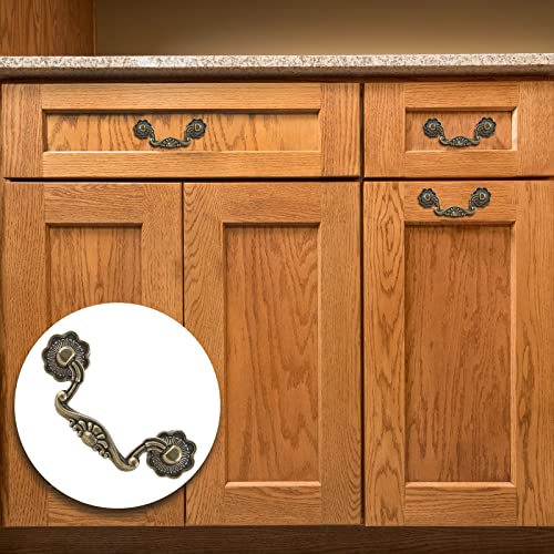 Uenhoy 6 Pcs 3 Inch Bail Handle Drop Pulls Vintage Drop Bail Drawer Pulls Antique Bronze Cabinet Pull Handles (3" Hole Spacing, 4" Total Length) - Image 6