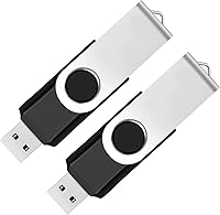 Maspen 2 Pack 64GB USB 2.0 Flash Drives - Swivel Thumb Drives with Keyring, Black - Reliable Plug & Play Storage