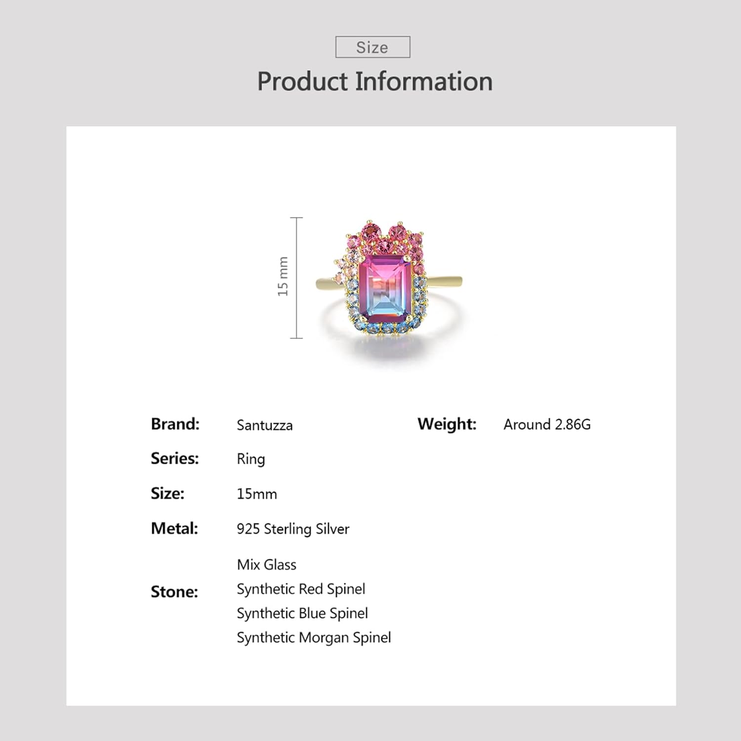 Santuzza 925 Sterling Silver Cluster Gemstone Statement Ring for Women - Image 4