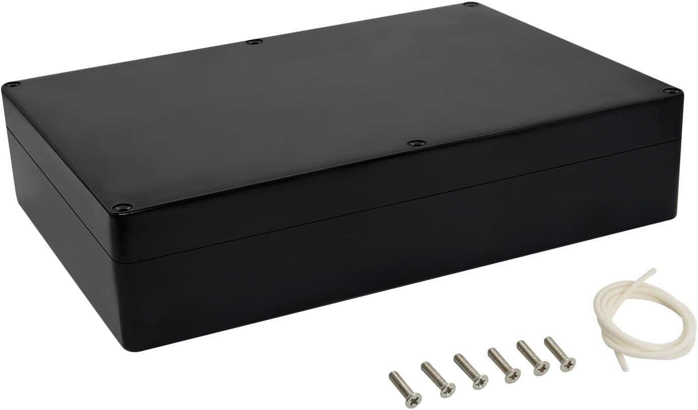 Electrical Box ABS Plastic Project Box IP65 Waterproof Junction Box Project Case Universal Enclosure for Electronics Black 10.3X 7.1x 2.3 inch (263x182x60mm)（Pack of 1