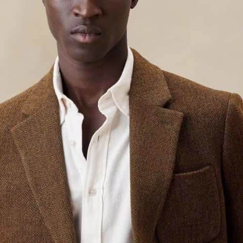 Tweed Mens Suit 2 Piece Herringbone Tweed Suits Regular Fit Wedding Groom Notch Lapel Prom Party Jacket Pants Set3