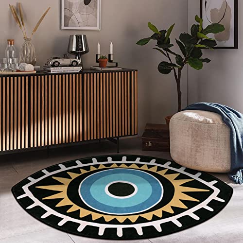Beeiva Cute Evil Eye Decor Area Rug, 3X5 Washable Entryway Rug Indoor Non-Slip, Door Mat Accent Throw Rugs Floor Carpet For Living Room Kitchen Bedroom Bathroom Kid Room（Black，3X5Ft） #TOP6