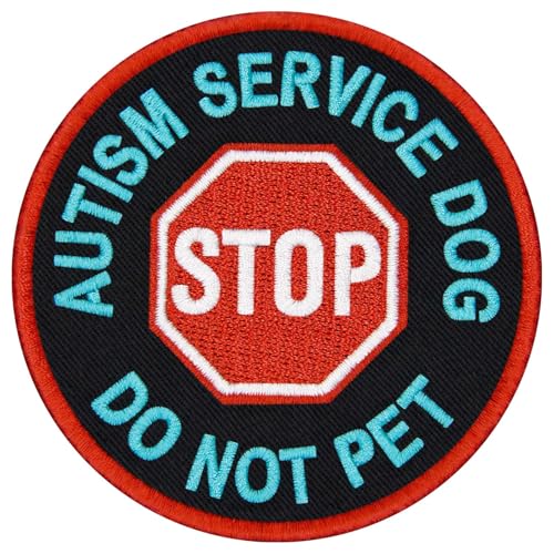 TailWag Planet Emblema de gancho e laço com emblema bordado do Autism Service Dog Stop Do Not Pet