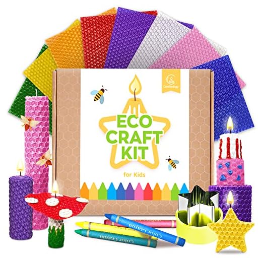 Beeswax Candle Making Kit for Kids Craft Supplies 100% Pure Bees Wax DIY Crafts Organic Beeswax Sheets for STEM Projects Activities for Kids Art Supplies Hobby Set for Girls Boys Kindergarten Gifts