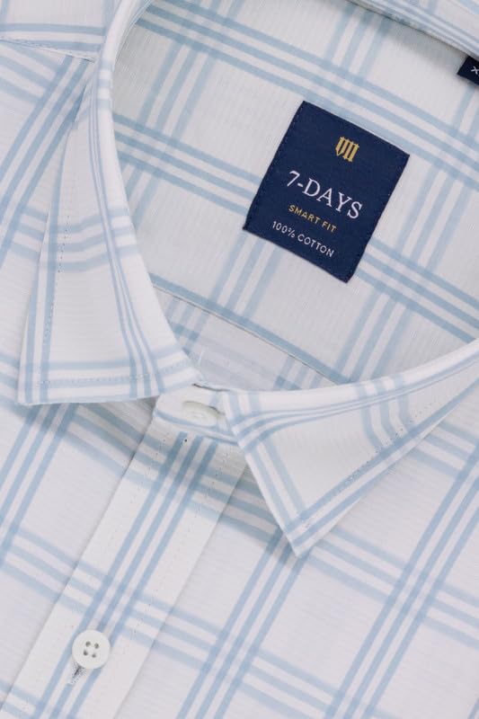 Image of 7-DAYS Men's Premium Check Shirt - 100% Cotton, Tailored Fit (Between Slim & Regular), Full Sleeve, with Pocket - Smart Office & Casual Look
