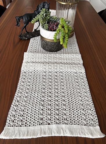 Chemin de table bohème rustique macramé long décoration salon chambre