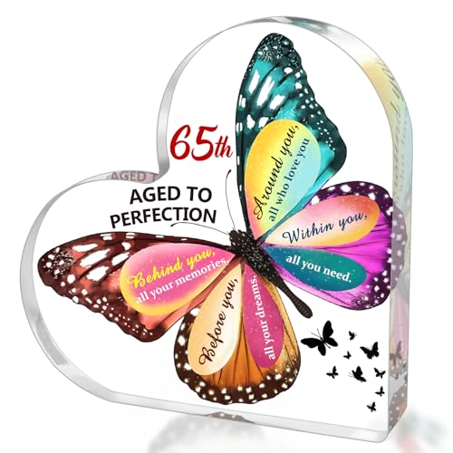 SUEHHYY 65th Birthday Gifts for Women Men, Acrylic Heart Cake