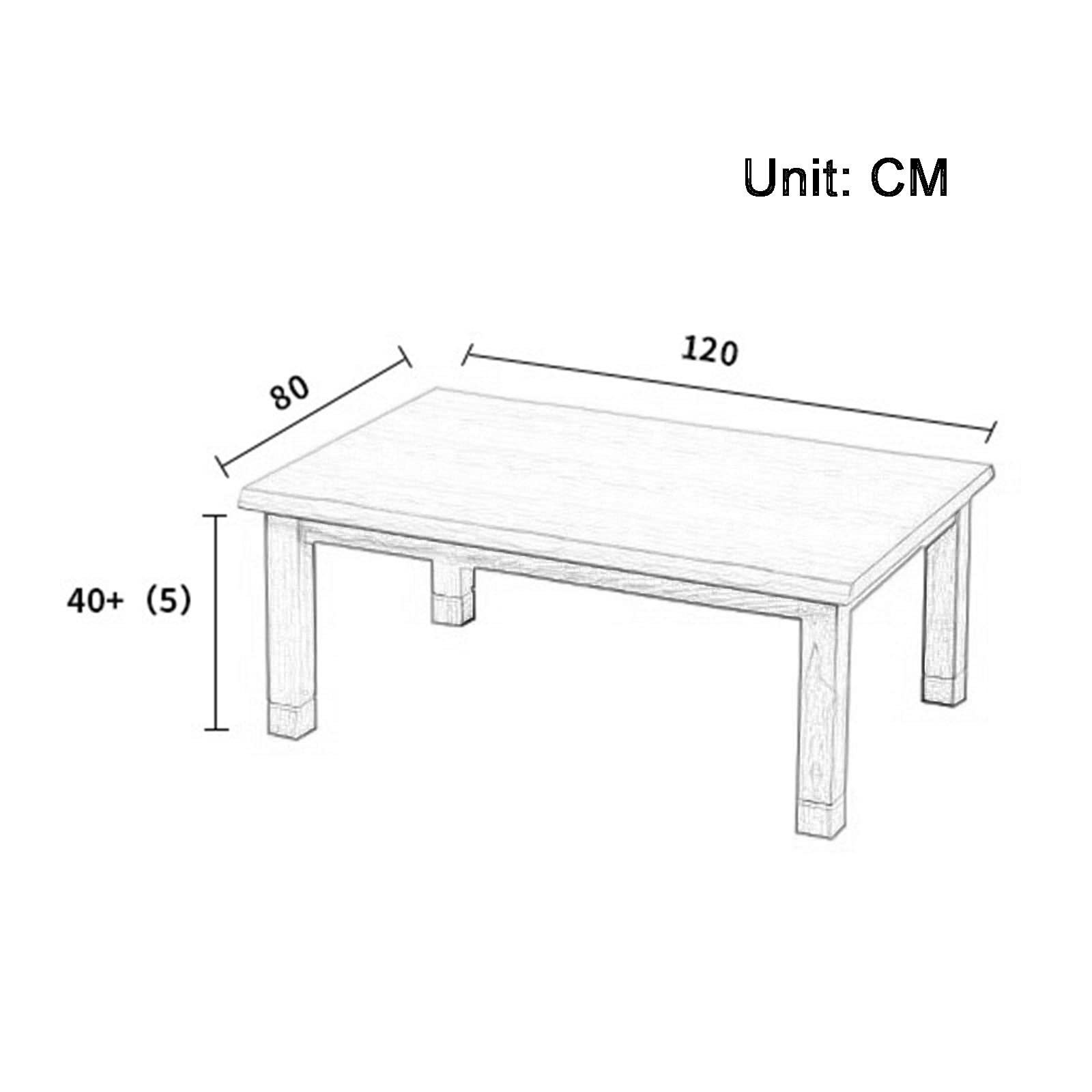Kotatsu 5-teiliges Set Multifunktionaler Niedriger Tisch Aus Massivholz Heiz-Kotatsu Im Wohnzimmer Warmes Geschenk Für Die Familie (Farbe: Walnuss, Größe: 80 * 120 * 45cm)
