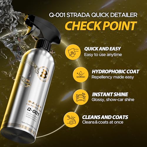 Image of BULLET Q-001 Quick Detailer Spray Wax for Cars, Ceramic Coating with Hydrophobic Shine, Water Beading & Slick Finish, Easy Wipe-Off Detailer for Paint, Glass, Wheels & Trim, 16.9 oz Bottle
