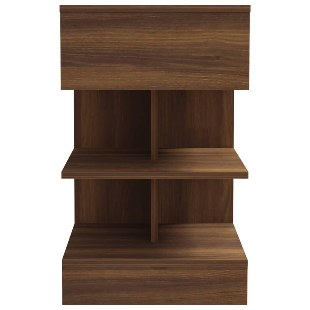 Mesita de noche, marrón, aspecto roble, 40 x 35 x 65 cm, material a base de madera con soporte de pared, espacio de almacenamiento y tablero resistente para armario auxiliar o mesa auxiliar