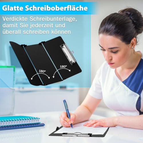 Dealswin Dossier A4 incluant planchette à pince et classeur – Conférence aluminium 3 couches, planchettes pliables, pochette classeur pour étudiants, infirmières et bureaux (Noir) – vue 6
