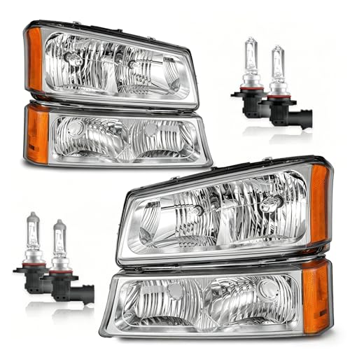 Headlights Assembly for 03-07 Chevy Silverado1500/2500/3500/1500HD/2500HD,03-06 Avalanche 1500/2500 Headlamp Replacement Left & Right Side