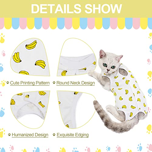 Image of Cat Recovery Suit for Abdominal Wounds or Skin Diseases, 2 PCS Cat Surgery Recovery Suit Breathable E-Collar Alternative for Small Medium Pets After Surgery Wear, Banana and Donut, L