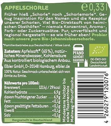 Elbler Morleschorle, Appelspritzer, 24 x 0,33 l, Bio Appelspritzer, Gemaakt van Bio Fruit, Direct Sap Zonder Toegevoegde… - Afbeelding 8