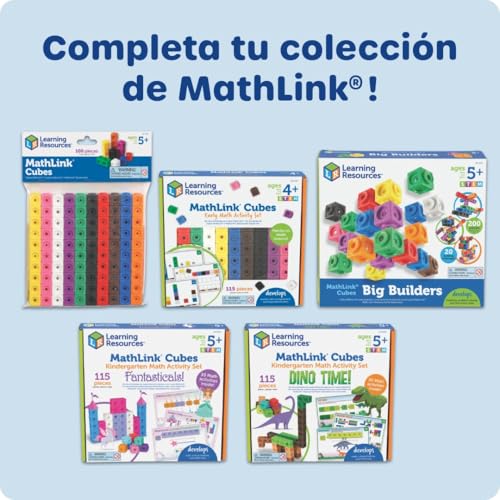 Learning Resources MATHLINK® Cubos 100 Piezas, Juego Educativo para niños 5-9 años, policubos para matemáticas, conteo, Suma y resta, Figuras geométricas, Colores y Patrones