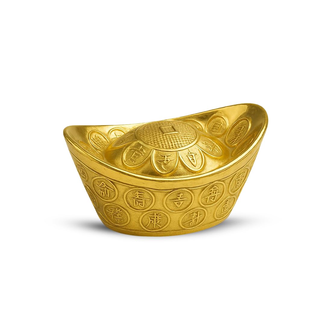 Vastu/Feng Shui Metallbarren für Reichtum, Glück, Erfolg, Glück und Wohlstand, dekoratives Vorzeigenstück, goldfarben