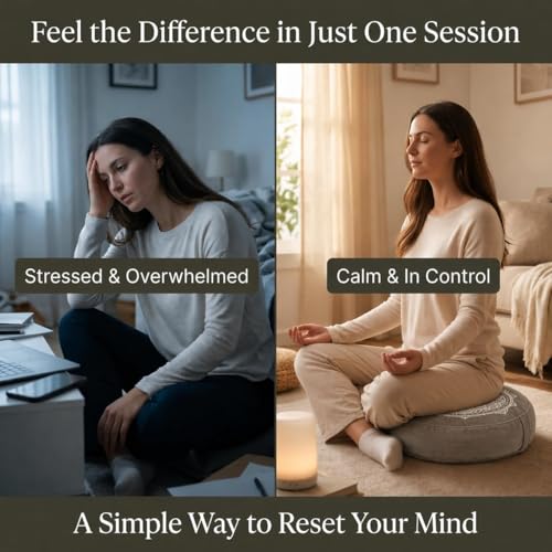 Meditation Cushion Set with Buckwheat Zafu, Breathing Light, Singing Bowl, Eye Pillow & Affirmation Cards – Meditation Kit for Beginners, Mindfulness Gift Set for Stress Relief & Yoga - Image 5
