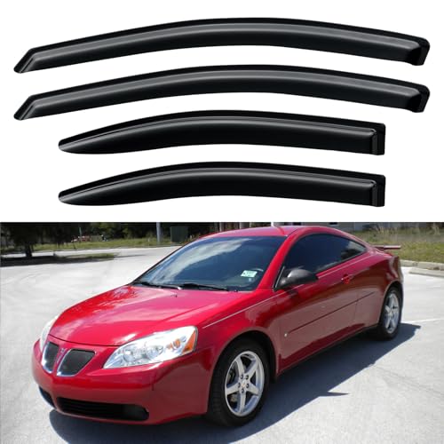 Image of Window Visors Rain Guards Shield for 2005-2010 Pontiac G6, Out-Channel Window Vent Wind Deflectors Visors Shades for 05-10 Pontiac G6