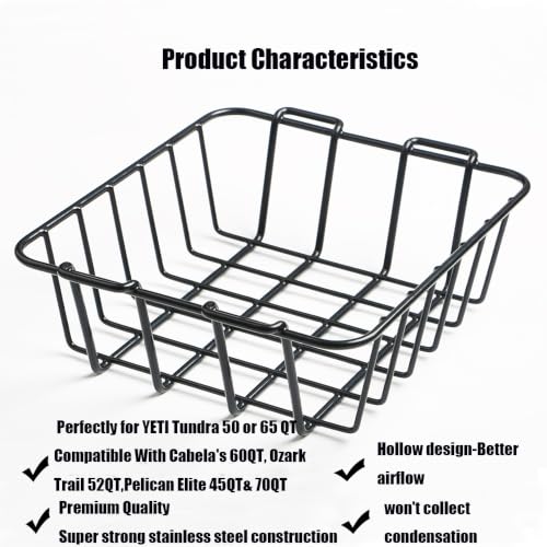 MBsonli Cooler Basket for YETI Tundra 50&65,Insert Dry-Goods Basket Compatible with Cabela's 60QT,Igloo 52QT,Ozark Trail 52QT,Pelican Elite 45 & 70,Stainless Steel Wire Rack by MBsonli - Used condition - Image 4