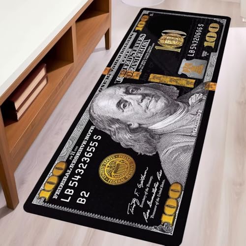 Tapete corredor decorativo 60x180 cm microfibra negro miniatura 1