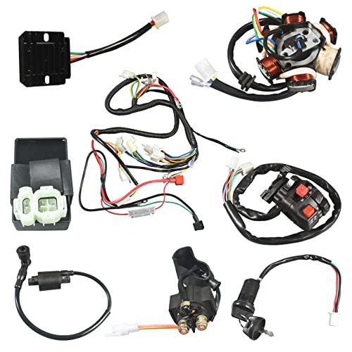 150CC GY6 Wiring Harness Wire Loom Stator CDI Switch Electrics Assembly for 4-Stroke Engine 150CC 125CC Go Kart ATV Scooter Buggy