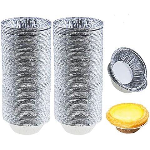 Jyongmer 200 Pieces 2.6 Inch Round Pie Tart Small Tin Foil Pans Disposable Aluminum Mini Pie Pans for Baking, Cooking Supplies Cover