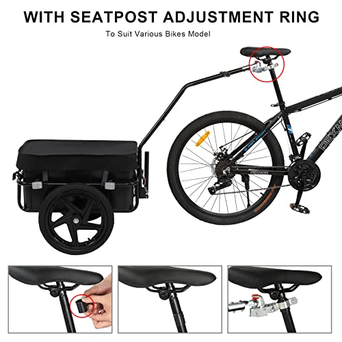 Image of PEXMOR Bike Cargo Trailer with Removable Box & Waterproof Cover, Bicycle Wagon Trailers with 16 inch Wheels & Quick Release Universal Coupler, Large Loading Bike Trailer Storage Cart with Reflectors