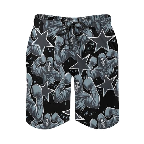 Death Boxer Boxing Men's Swim Trunks Board Shorts Beachshorts Swimsuits with Pockets Mesh Liner4